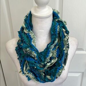Teal and Green Textured Scarf